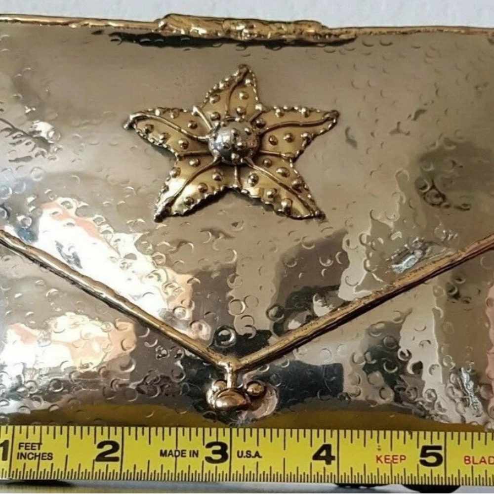 LUNACY DESIGN hand-made hammered METAL COPPER SHOULDER BAG PURSE STARFISH